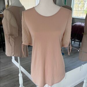 Women's Blush Pink Short Sleeve Tie-Sleeve Tee
